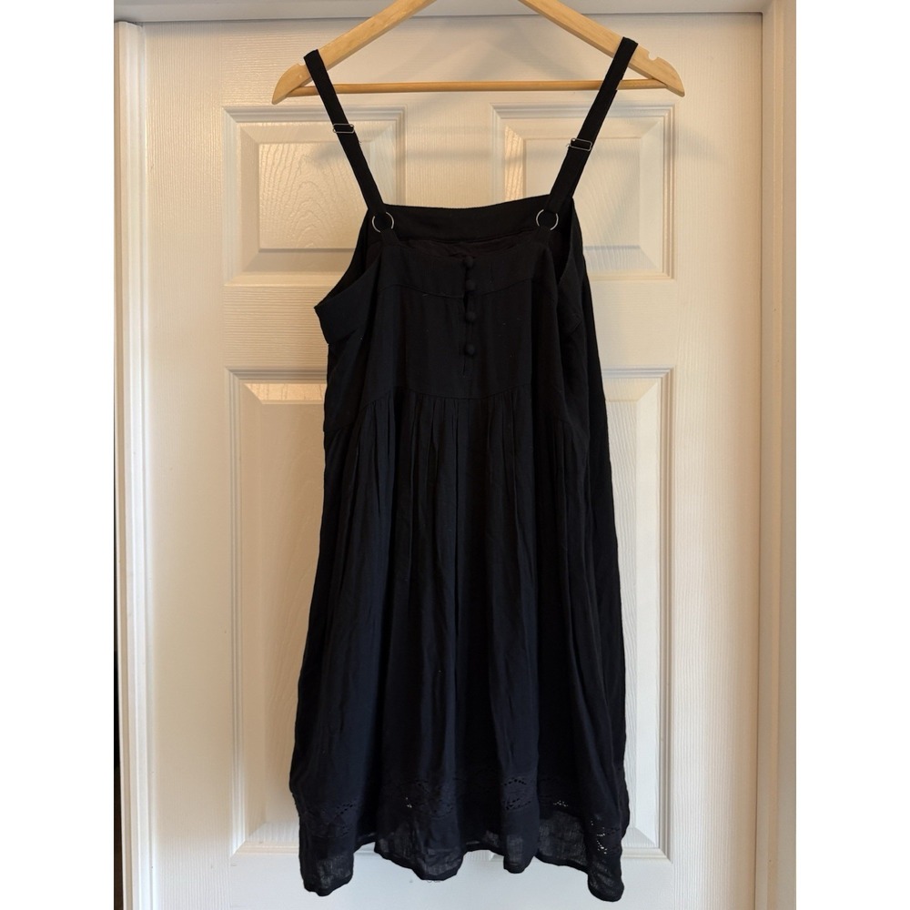Natural Life Mini Dress Women S Black Boho Crochet Lace Pintuck Spaghetti Strap - Picture 6 of 9